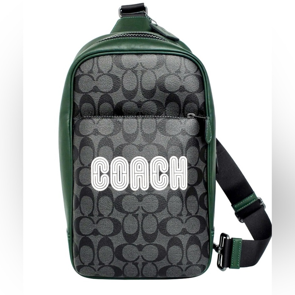 Coach Black/Green Colorblock Westway Signature Slingpack W/ Coach Patch NWT